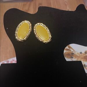 Elegant Gold and Yellow Oval Earrings